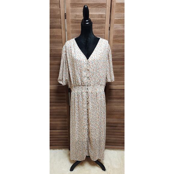 Hayden Los Angeles Midi Floral High Low Sheer Short-Sleeve Dress Plus Size 3X - Picture 2 of 8